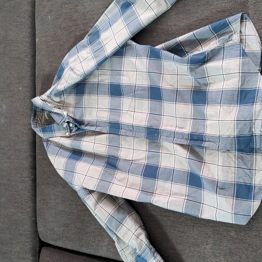 Bonobos men's button down dress shirt and blue plaid